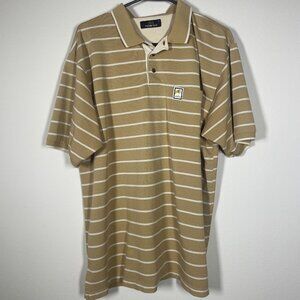 Jim Thompson Men's Short Sleeve Polo Stripe Tan/White XL!